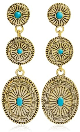 RIXERKOC Western Ohrringe für Damen, Vintage Concho Ohrring Boho Ohrringe Hängend Cowgirl Country Konzert Outfits Western Schmuck Geschenke für Cowgirl Kostüme