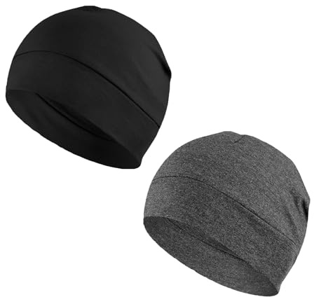 ZMZaoan 2 Piezas Gorro para Hombre Mujer, Transpirable Algodón Running - Gorro para Casco de Bicicleta, Moto y Running, Durag y Gorro Bajo Casco Ciclismo, Multifuncional Algodón