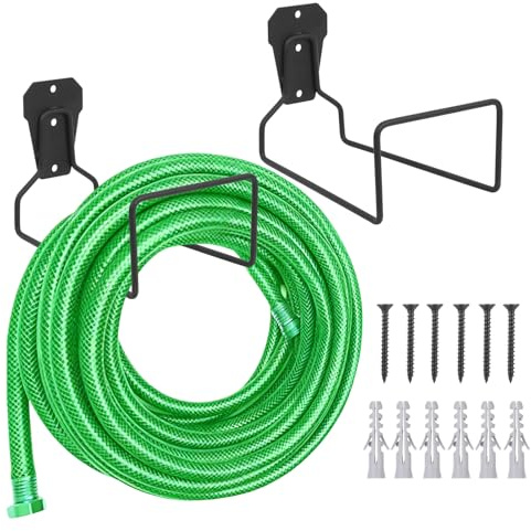 2 Pz Porta Tubo da Giardino a Parete, Supporto per Tubo da Giardino, Supporto da Parete per Tubos, Ganci per Tubi in Metallo, Gancio per Tubi Prolunghe Aspirapolvere Flessibili
