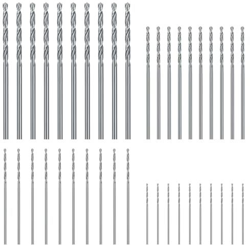 MISIQIMA Juego de 40 brocas pequeñas, mini brocas en espiral HSS para madera 0.5/1/1.5/2 mm, mini broca para madera, broca HSS pequeña para madera, plástico, aluminio