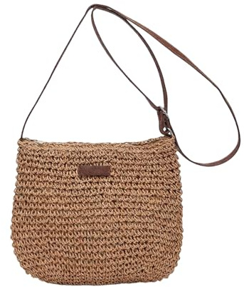 GYTFOG Straw Crossbody Bag, Summer Beach Crossbody Bag, Boho Woven Raffia Handbag, Small Beach Bag with Adjustable Strap Zipper Closure for Women Beach, Vacation, Daily Outfit, Girls' Gifts