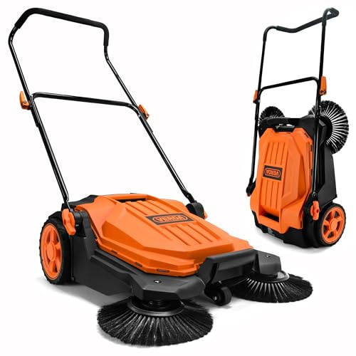 Verda Kehrmaschine manuell, 2.400 m²/h Kehrleistung, 65 cm Kehrbreite, 20l Behälter, Handkehrmaschine, Soft-Griff, Kehrmaschine für Pflastersteine, Einfahrt, Terrasse & Hof SN1301Z