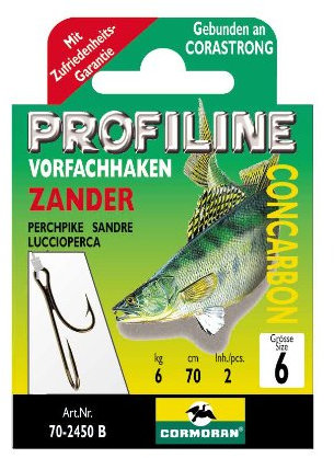 Cormoran PROFILINE Zander-Ryderhaken brün. Gr.6 0,08mm