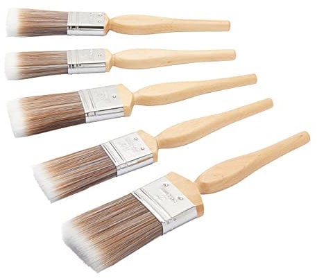 Fit For The Job 5 piece Diamond DIY Paint Brush Set For A Smooth Finish with Emulsion, Gloss and Satin Paints on Walls, Ceilings, Furniture, Wood & Metal - contains 2x 1, 2x 1.5, 1x 2 Brushes
