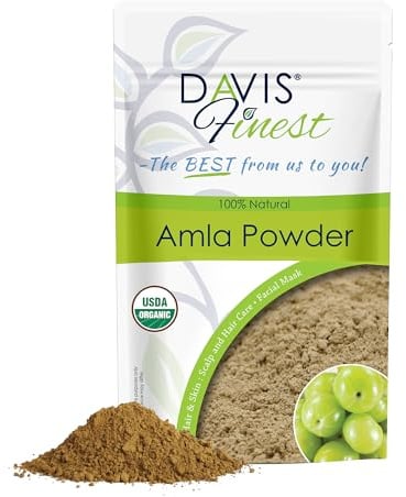 Davis Finest - Amla Powder, Indian Gooseberry, Hair & Skin Care, 100g | Organic, Promotes Hair Growth, Strengthening, Deep Conditioner, Anti-Frizz, Enhances Waves & Curls, Volumizing, Hair Shine