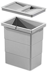 Hailo Inneneimer mit Deckel Kunststoff hellgrau | Höhe 255 mm | mit Doppelhenkel | 7 Liter | 226 x 156 mm