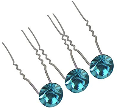 Weddecor 10pcs Turquoise Hair Pins with Large Diamante Rhinestone Crystal for Women Girls Curls and All Type of Hair Wedding Bridal Accessories