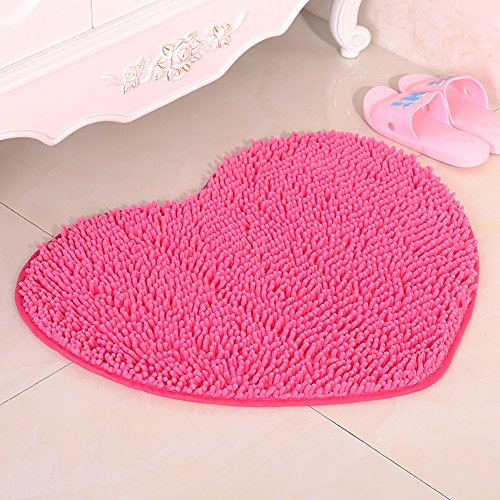 DOTBUY Tapis de Salle de Bain Chenille Super Absorbant Anti-dérapant Confortable (60 * 70cm, Rose Rouge)