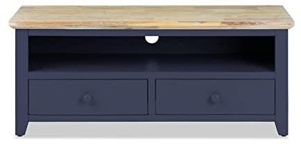 Florence Navy Blue TV unit with shelf and 2 drawers. Quality TV stand with storage. FULLY ASSEMBLED