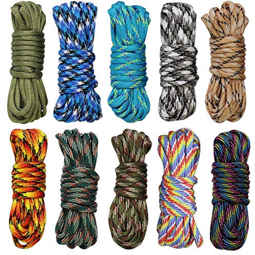 zhicheng Paracord Set Seile 10er Set Bunt Schnüre DIY Handgemachte Webart für Armband Schlüsselanhänger Anhänger Haustier Halsband Seile je 3 Meter Länge (Boy Farben)