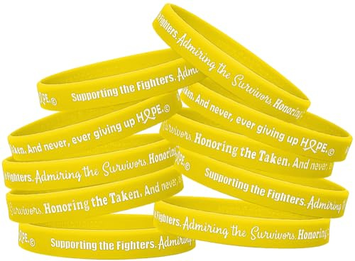 Lot de 10 bracelets en silicone Fight Like a Girl, jaune, Unisexe