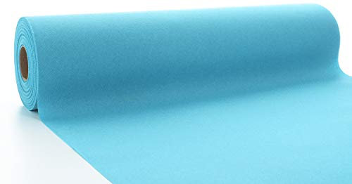 Mank Airlaid Tischläufer 40 cm x 24 m | Tischdecken-Rolle stoffähnlich | praktische Einmal-Tischdecke | 1 Stück | (Sky)