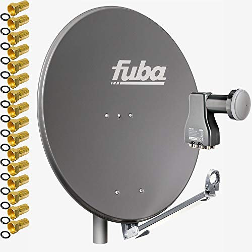 Fuba DAL 808 A + Octo LNB Sat Satelliten Anlage Schüssel DEK 817 8 Teilnehmer Alu Spiegel Anthrazit für 8 Teilnehmer HDTV 4K 3D kompatibel Aluminium