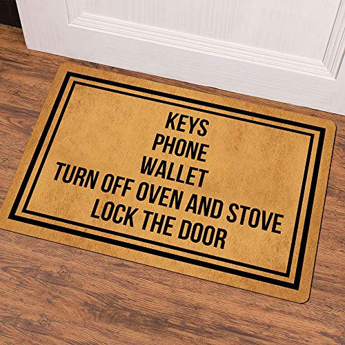 Ruiyida Keys Phone Wallet Turn Off Oven and Stove Lock The Door Entrance Floor Mat Funny Doormat Door Mat Decorative Indoor Non-Woven 23.6 by 15.7 Inch Machine Washable Fabric Top