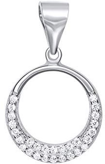 ANDANTE 925 Sterling Silber Damen Kettenanhänger Anhänger ** Luna ** Glitzernder Kreis mit weißen Zirkoniasteinen