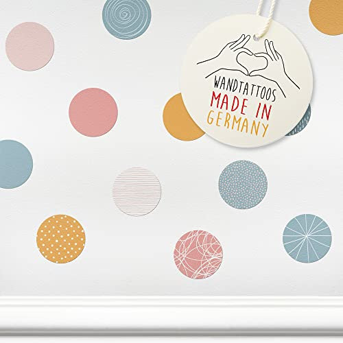 lovely label Wandsticker selbstklebend PUNKTE BLEU/ORANGE/ROSE – Punkte Wandaufkleber - Wandtattoo Schlafzimmer Mädchen & Junge Wanddeko Baby/Kinder