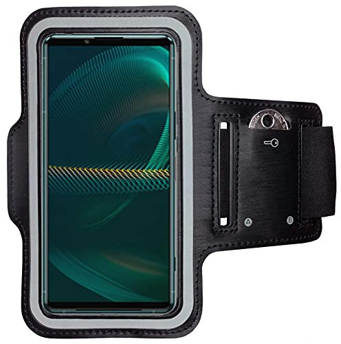 CoverKingz Sportarmband für Sony Xperia 5 III - Armtasche mit Schlüsselfach Oberarm Halterung - Sport Laufarmband Handy Armband Schwarz