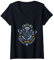 Damen Schönes Blumen-Design mit lila Glockenblumen. T-Shirt mit V-Ausschnitt