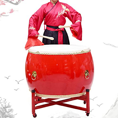 FFYUEEE Traditionelles Nationales Musikalisches Instrument, Rindsledertrommel, Drachentrommel, Gerichtsrommel, Kriegsrommel, Bass-Trommel, Chinesischer Rotem Gong Und Trommel, 40-250 cm,A,80CM