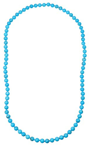 ELEDORO Edelstein Perlenkette Collier endlos geknotet 8mm 80cm lang Howlith blau
