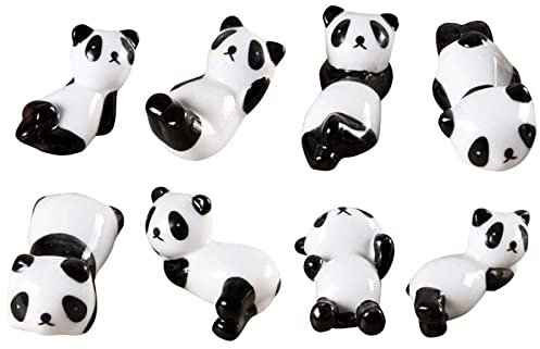 Vastsea 8 Piezas Soporte para Palillos Panda, Panda de Palillos Chinos Rack, Cerámica Linda Panda Palillos Rack, Aplicar para Soportes de Cerámica para Palillos Chinos(En Blanco y Negro)