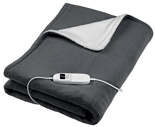 ALBERT AUSTIN Heated Blanket with Controller Grey - Adjustable Warm Blanket with Remote Control - Comfortable and Durable for Cold Moments - Gift Idea