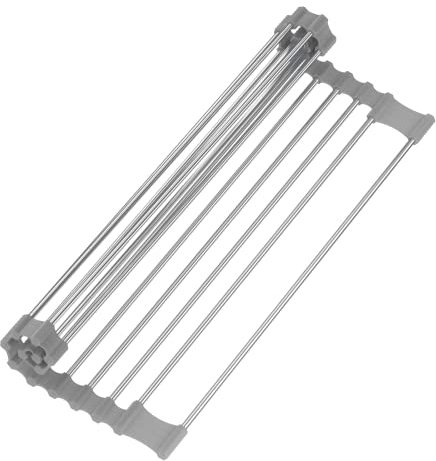Rainsworth Escurreplatos, Escurridor Fregadero, Escurridor de Platos Plegable, Resistente al Calor,Escurreplatos Acero Inoxidable para Secar Frutas, Verduras y Platos,43.5x28.5 cm,Gris (Nuevo)