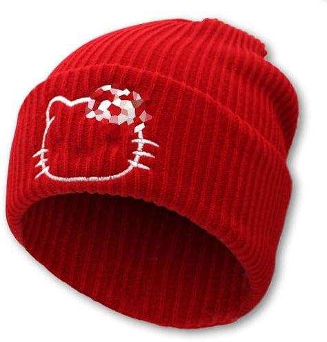 Ohjijinn Damen Kawaii Beanie-Mütze, rot, Einheitsgröße
