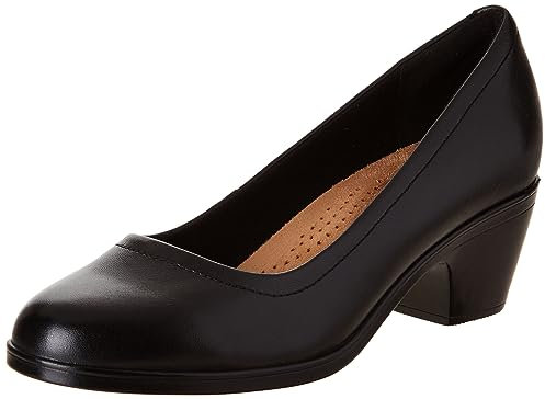 Clarks Women's Emily 2 Ruby Pump, Black Leather, 5