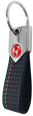 Abarth Schlüsselanhänger, offizieller Key Ring Carbon, Skorpion Rot, Schwarz dreifarbig