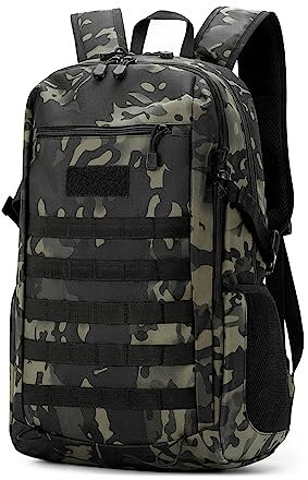 HUNTVP 30L Taktischer Rucksack MOLLE Wanderrucksack Militärisch Schultasche Wasserabweisend Daypack Studenttasche Unitasche Sporttasche Laptoptasche für Herren Damen Sport Outdoor,30L-Camo