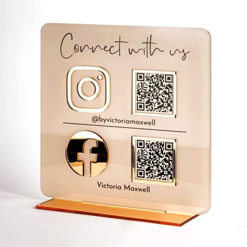 Pahdecor QR-Code-Schild, QR-Code-Ständer, Scannen zum Bezahlen mit Ständer, personalisierte Social-Media-Schilder, Acryl, Beauty-Shop, Salon, Friseure, Kosmetikerin, für Restaurant, Büro