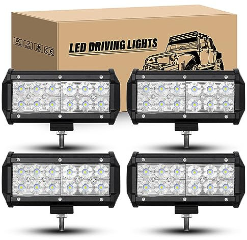 RIGIDON 4Pcs LED Arbeitsscheinwerfer 7 Zoll 18cm 36W LED Zusatzscheinwerfer 12V Auto Scheinwerfer Offroad Flutlicht Wasserdicht IP67 Traktor ATV UTV, 6000K Weiß Nebelscheinwerfer, Arbeitslicht