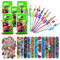 81Pcs Cartoon Kindergeburtstag Gastgeschenke, 12 Schnapparmbänder Kinder +10 Geschenktüten Plastik +50 Cartoon Wasserdicht Aufkleber +9 Lockige Strohhalme Party, Partygeschenke für Jungen und Mädchen