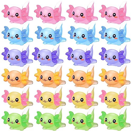 Junkin 96 Stück Mini Axolotl Harz Charms Miniatur Axolotl Ornament winzige Tierfiguren für DIY Garten Puppenhaus Geburtstag Party Dekoration Aquarium