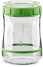 Kefirko Fermentador de masa madre, tarro de vidrio, cuchara medidora, reloj de fermentación y libro de instrucciones (idioma español no garantizado), 900 ml (verde, 900 ml)