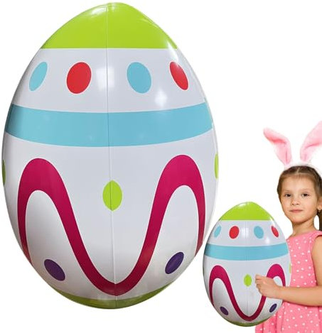 EviKoo Osterei-für draußen, aufblasbare Ostereier-Außendekorationen - 16 Zoll großes aufblasbares Osterei für den Außenbereich - Niedliche aufblasbare Eier für den Garten,