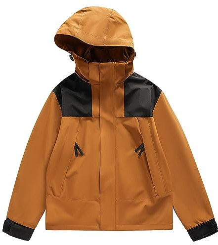 RUMAOZIA Veste d'extérieur softshell pour homme - Coupe-vent - Imperméable - Colourblock - Coupe-vent - Légère - Coupe-vent - Veste de mi-saison - Veste de loisirs - Veste de randonnée, O doré, L