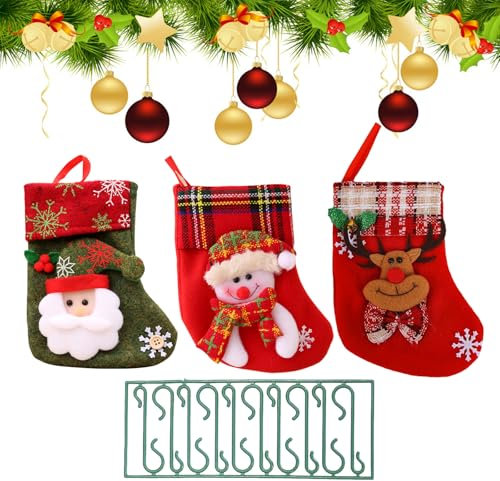 KARELLS 3 Pièces Chaussette de Noël, Chaussette de Noel, Chaussettes Noël a Suspendre Père Noël Renne Bonhomme De Neige Cheminée Sapin, pour Décoration Noel Cheminée Sapin Sac de Bonbons