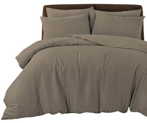 Bronwen Mathews Single Duvet Cover Set - Deep Taupe, Soft & Breathable Microfibre Duvet Cover with 1 Pillowcase, Easy Care Wrinkle Free Single Bedding Set of 2 Pcs