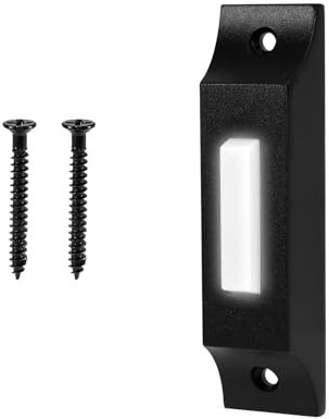 Doorbell Button, Zinc Alloy Wired Doorbell Lighted Garage Door Button with 2 Screws Black White Wired Doorbell Button for Home Office