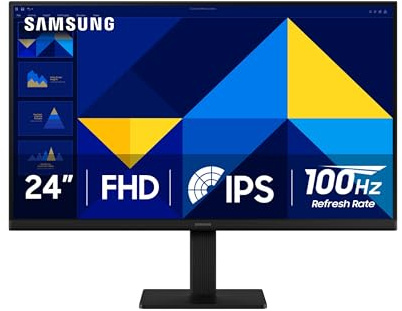 Samsung 24 (S30GD) Essential Monitor with IPS Panel and Tilt Only Stand, 100Hz Refresh Rate, Ergonomic Design, Advanced Eye Care, Game Mode, LS24D304GANXZA