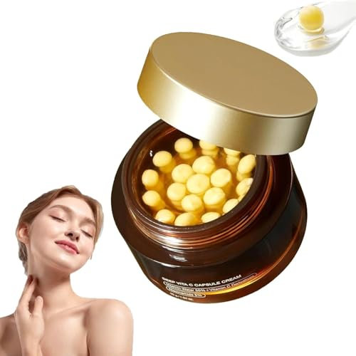 JUFKGBAR Crème de gelée de collagène, crème en Capsule de Vitamine C Profonde, hydratant pour Le Visage en Capsule dorée de Vitamine C Profonde, Capsules raffermissantes pour la Peau