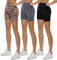 TNNZEET 3er Pack Radlerhose Damen High Waist Sommer Shorts Blickdicht Kurze Sporthose Leggings Hotpants Unter Kleider für Sport Yoga(Schwarz/Dunkelgrau/Leopard, S-M)