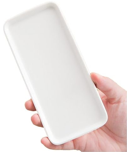 4 vassoi da bagno rettangolari in ceramica, vassoio decorativo rettangolare, bianco, per bagno, cucina, vassoio piatto, piccolo vassoio per fazzoletti, gioielli, candele