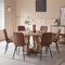 DEYARNA HOME Essgruppe 7-Teilig, 120cm Runder Esstisch und 6 Kunstleder Esszimmerstühle, Tisch und 6 Stühle für Küche, Wohnzimmer, Balkon, Restaurant, Büro (Helle Holzfarbe+Hellbraun)