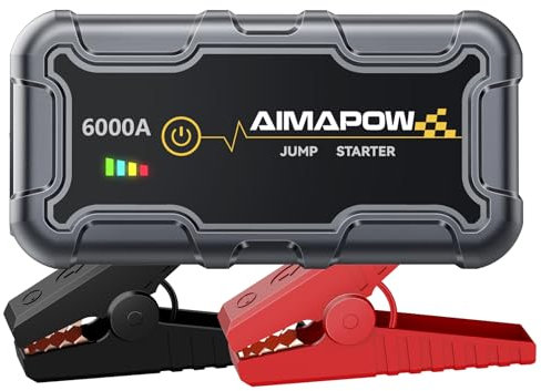 Avviatore Batteria Auto 6000A, 20000MAH Avviatore Emergenza per Auto/Moto 12V(Tutti Gas o 12L Diesel)Jump Starter Torcia a LED/Cavo di Avviamento AIMAPOW