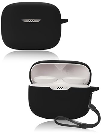 Protective cover for JBL Tune 230 NC TWS True Wireless In-Ear Headphones,Soft Silicone Case with lanyard - Skin-friendly & Durable,Black