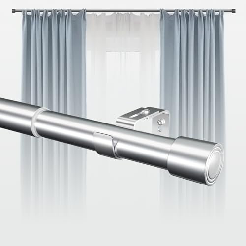 Curtain Poles for Eyelet Curtains with Cap Finials Heavy Duty Curtain Pole for Bedroom,Living,Outdoor