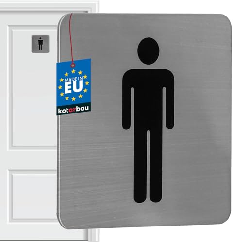 KOTARBAU® WC Schild 7 x 7 cm Edelstahl Quadratisches Schild Silber Herren Piktogramm Gäste Türschilder Deko Toilettenschild Selbstklebend Türschild WC Aufkleber Tür